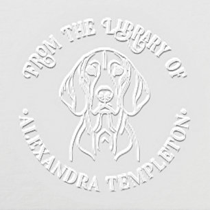 Cute Vizsla Dog Head Library Book Name Embosser