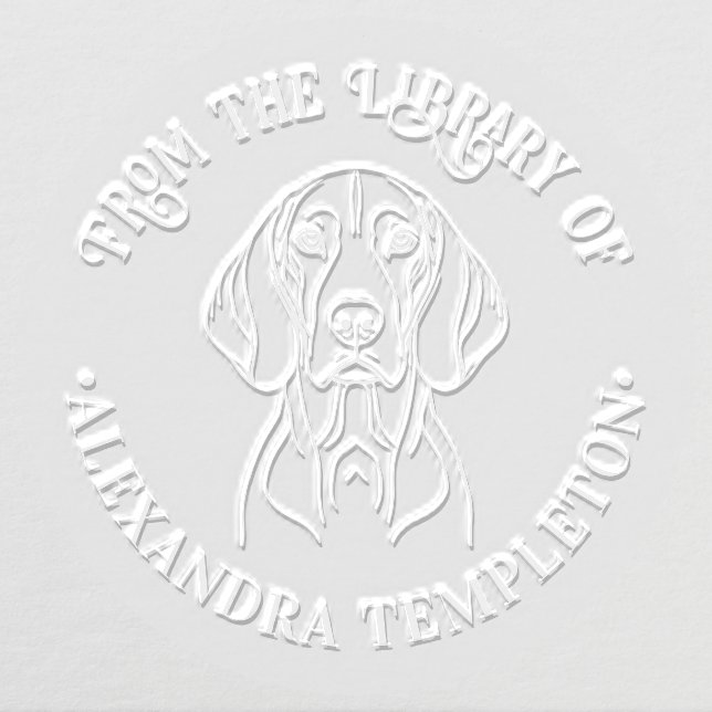 Cute Vizsla Dog Head Library Book Name Embosser (Design)