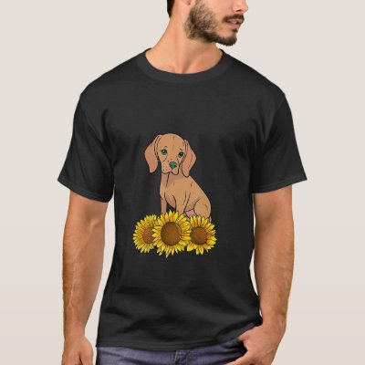 Cute Vizsla  Dog Owner Sunflower Floral Graphic Wo T-Shirt