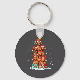 Cute Vizsla Viszla Dog Christmas Tree Xmas Hat Keychain