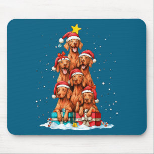 Cute Vizsla Viszla Dog Christmas Tree Xmas Hat Mouse Pad