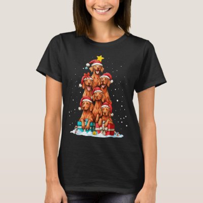 Cute Vizsla Viszla Dog Christmas Tree Xmas Hat  T-Shirt