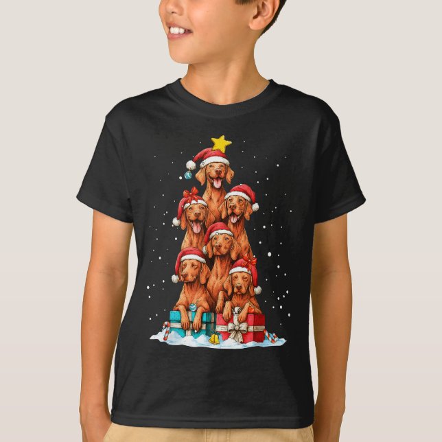 Cute Vizsla Viszla Dog Christmas Tree Xmas Hat  T-Shirt (Front)