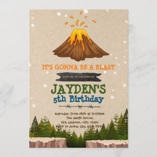 Cute volcano party invitation