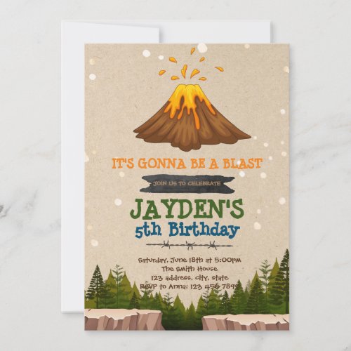 Cute volcano party invitation