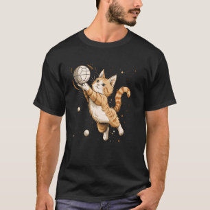 Cute Volleyball Cat on Volleyball player T-Shirt