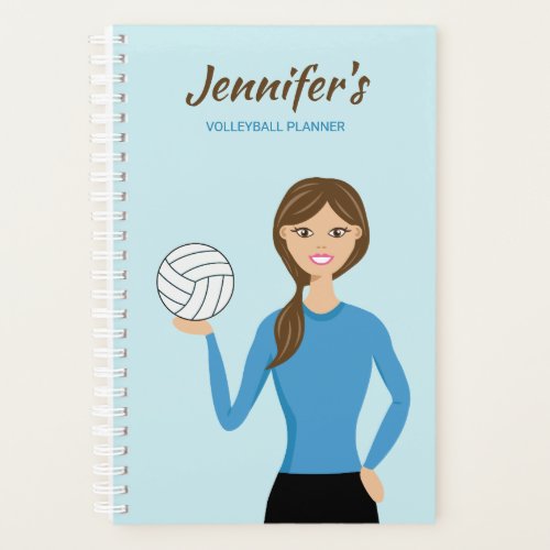 Cute Volleyball Girl Illustration  Custom Name Planner