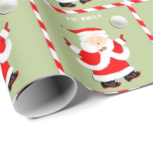 Cute Volleyball Holiday Gift Wrapping Paper (Roll Corner)