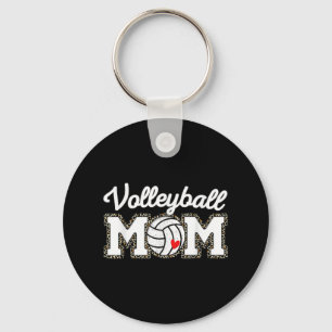 Cute Volleyball Mom Leopard Print Mothers Day  Keychain