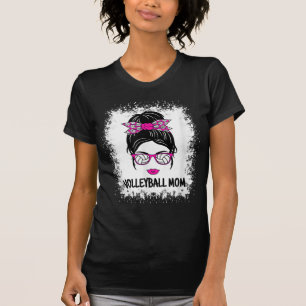 Cute Volleyball Mom Messy Bun Women Volleyball Lad T-Shirt