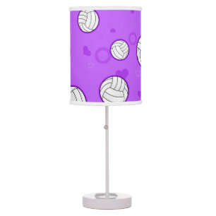 Cute Volleyball Pattern Purple Table Lamp
