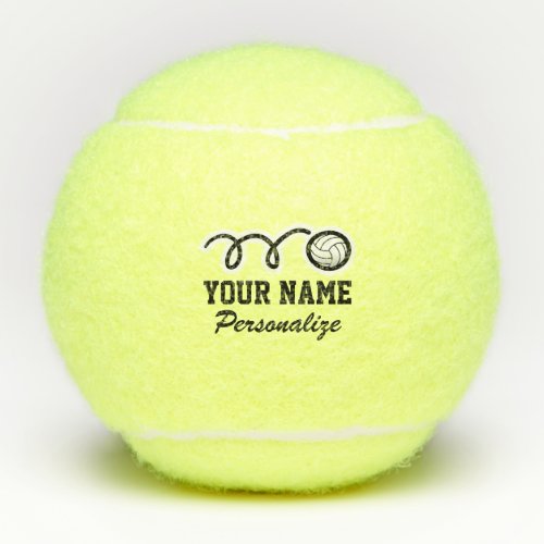 Cute volleyball sport icon custom name yellow tennis balls