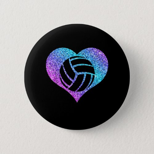 Cute Volleyball Sports Heart Gift Girls And Wommen Button