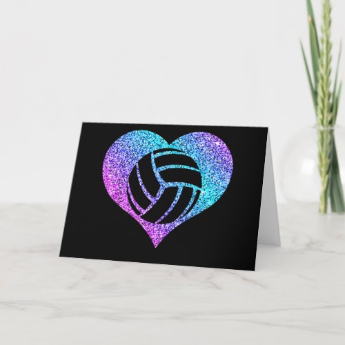 Cute Volleyball Sports Heart Gift Girls And Wommen Card