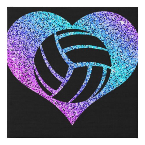 Cute Volleyball Sports Heart Gift Girls And Wommen Faux Canvas Print