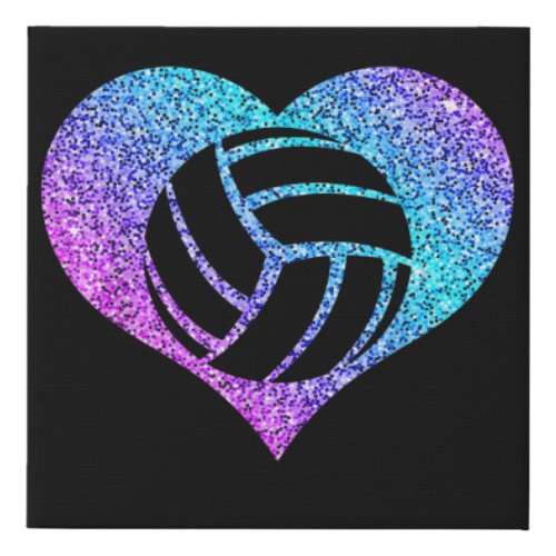 Cute Volleyball Sports Heart Gift Girls And Wommen Faux Canvas Print