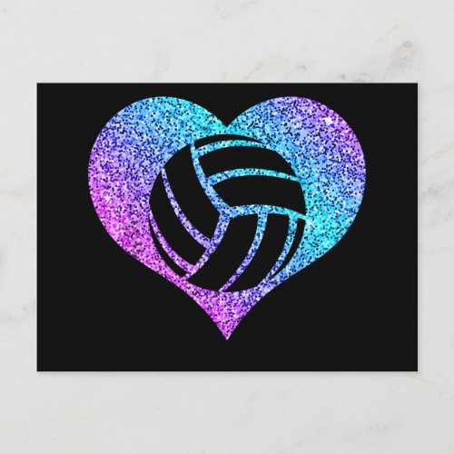 Cute Volleyball Sports Heart Gift Girls And Wommen Holiday Postcard