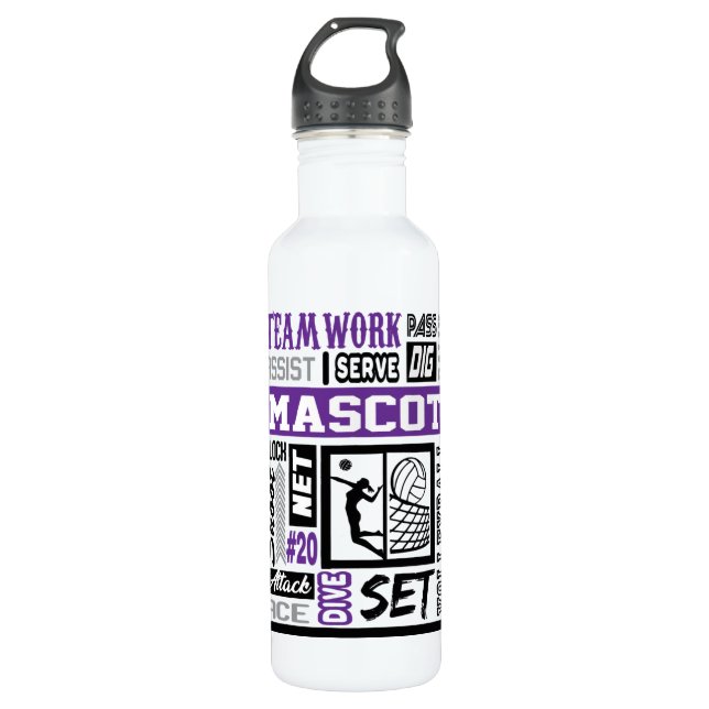Cute Volleyball Stainless Steel Water Bottle (Front)