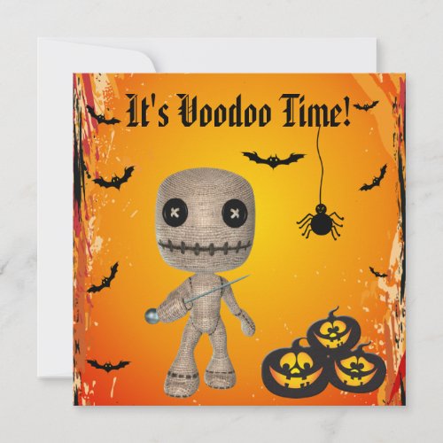 Cute Voodoo Doll  Pumpkins Halloween Party Invitation