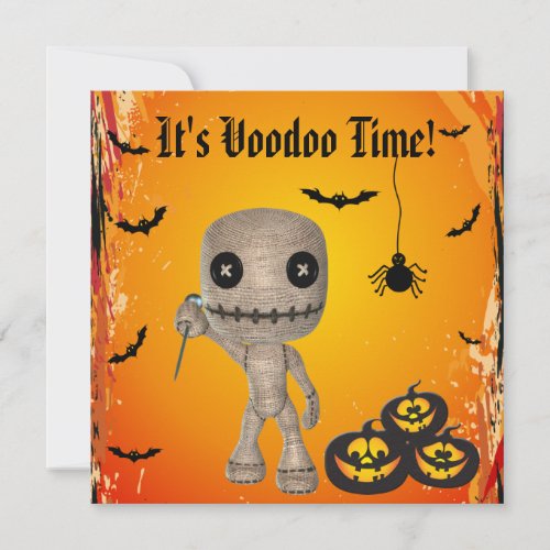 Cute Voodoo Doll  Pumpkins Halloween Party Invitation