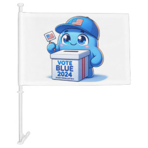 Cute Vote Blue 2024 Presidential Election Car Flag