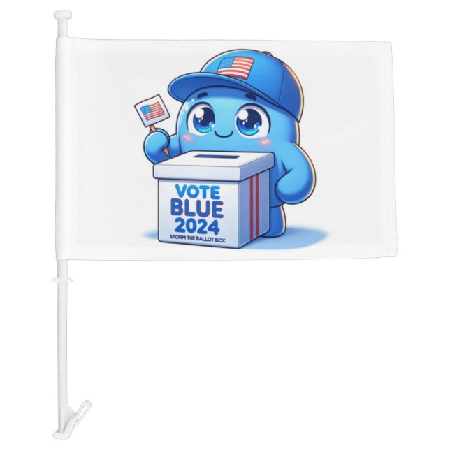 Cute Vote Blue 2024 Presidential Election Car Flag (Front)