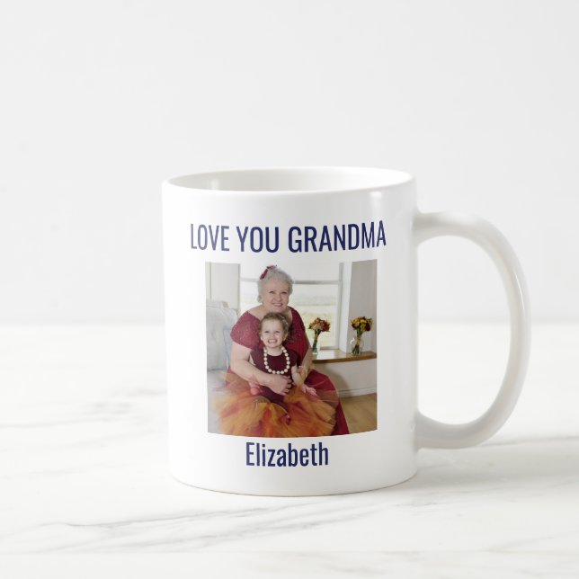 Cute Voted World's Best Grandma Photo Blue White Coffee Mug (Right)