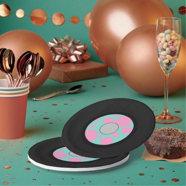 Cute Vynil record party Paper Plates (Multi)