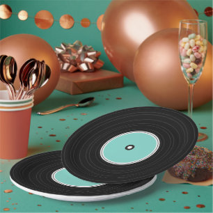 Cute vynil record party plate