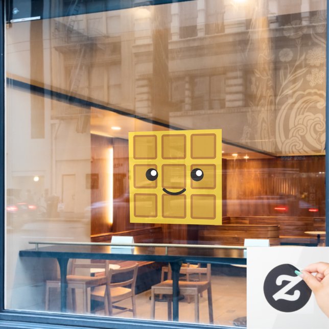 Cute Waffle Glass  Window Cling (Cafe Window)