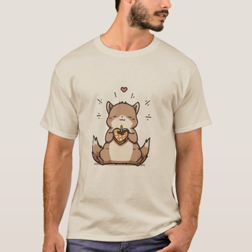Cute Waffle_Loving Fox T_Shirt Unisex Cartoon Fox T_Shirt