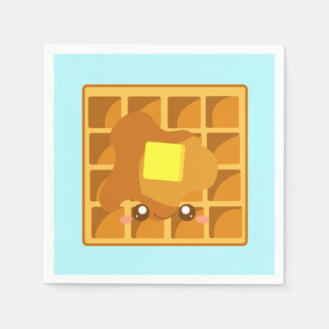 Cute Waffle With Butter And Syrup Napkins (Front)