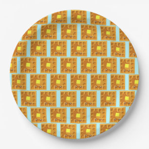Cute Waffle With Butter And Syrup Paper Plates