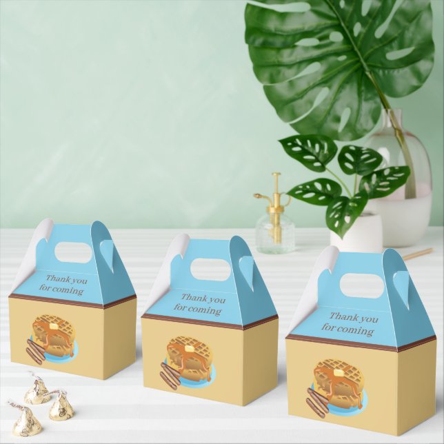 cute waffles and sausage breakfast  favor boxes (Multiple)