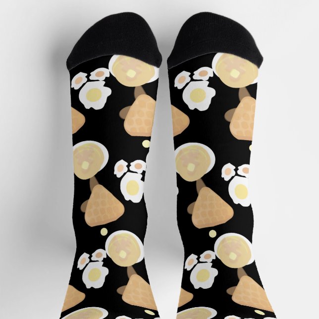 Cute Waffles Pancake Eggs Breakfast Buffet Party S Socks (Top)