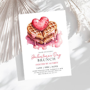 Cute Waffles Valentines Galentines Brunch Invitation