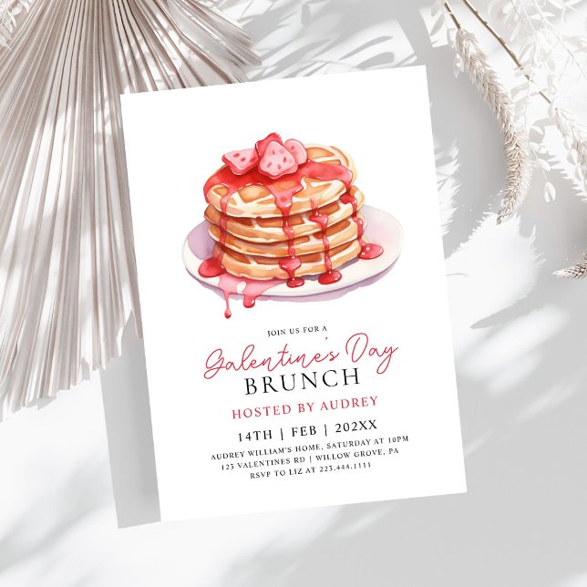  Cute Waffles Valentines Galentines Brunch Invitation (Creator Uploaded)