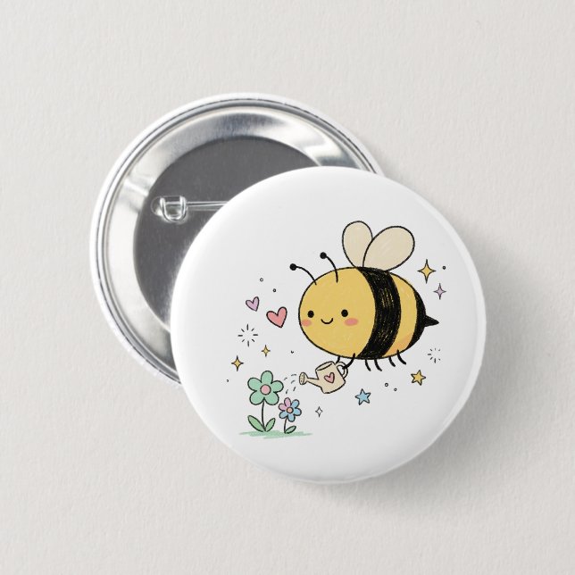 Cute Waggle Dance  Kawaii Bee Caregivers Button (Front & Back)