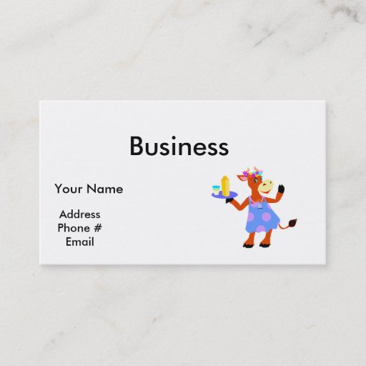 Customizable Cute Waitress Cow Business Card Templates