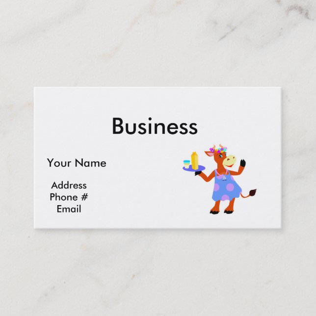 Cute Waitress Cow Business Card (Front)