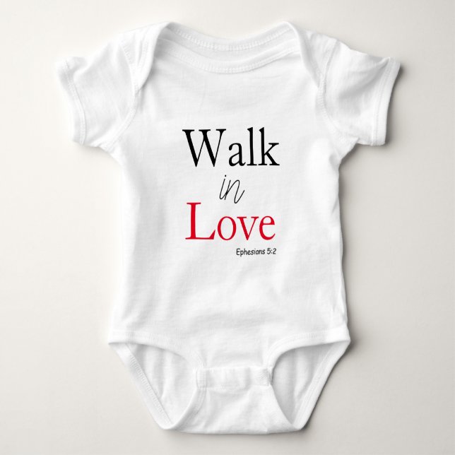 Cute Walk in Love Bible Verse Baby Bodysuit (Front)