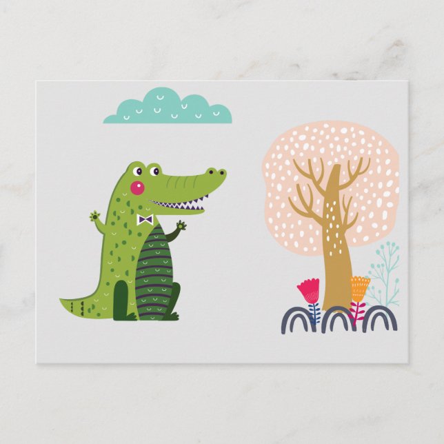 Cute Walking Alligator Postcard (Front)