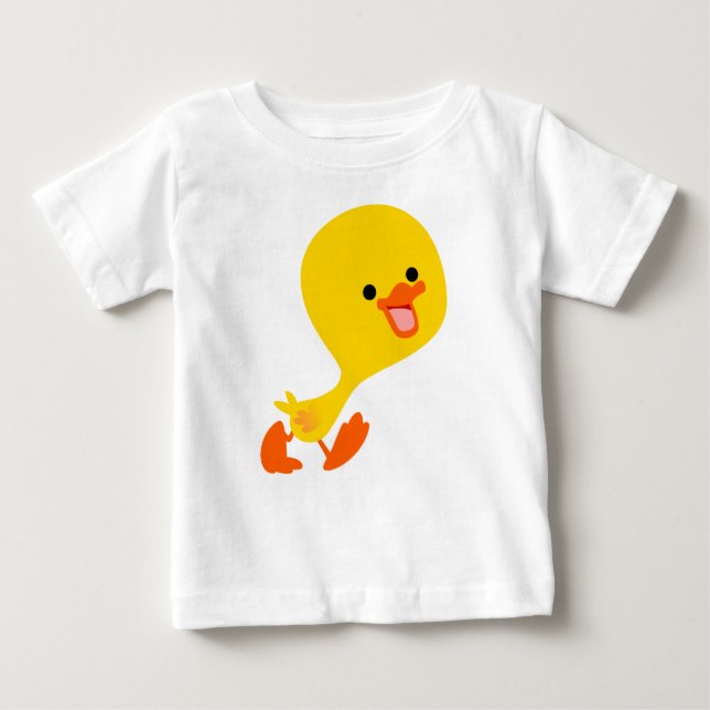 Cute Walking Cartoon Duckling Baby T-Shirt (Front)