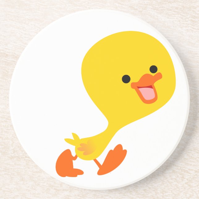 Cute Walking Cartoon Duckling Coaster (Front)