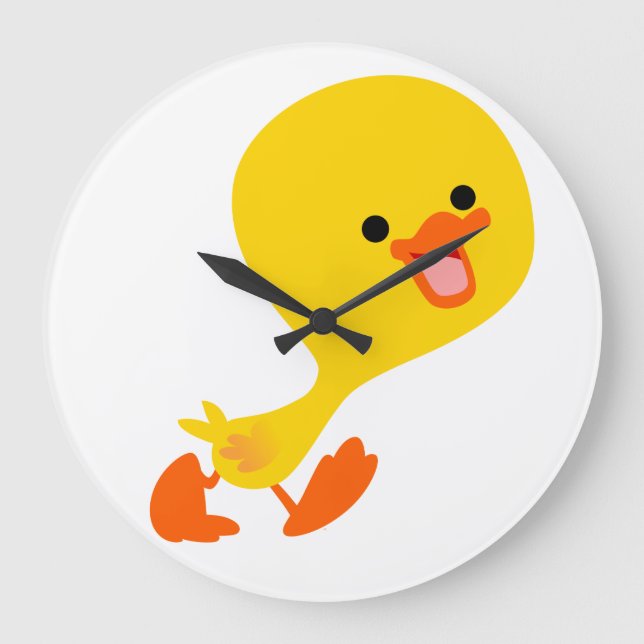 Cute Walking Cartoon Duckling Wall Clock (Front)