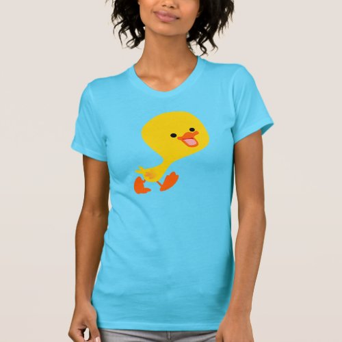 Cute Walking Cartoon Duckling Women T_Shirt