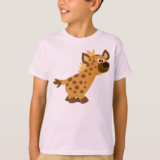 Cute Walking Cartoon Hyena Children T-Shirt (Front)