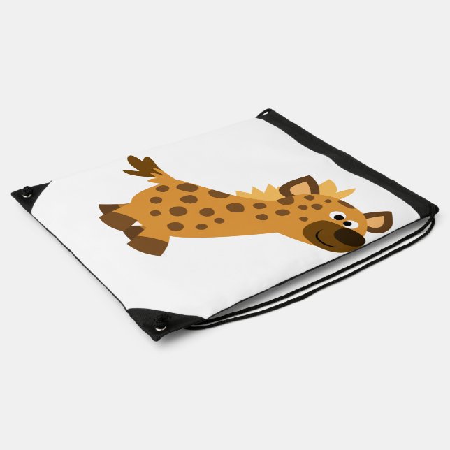 Cute Walking Cartoon Hyena Drawstring Bag (Side)