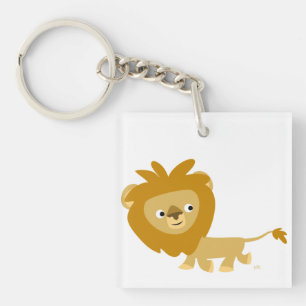 Cute Walking Cartoon Lion Acrylic Keychain