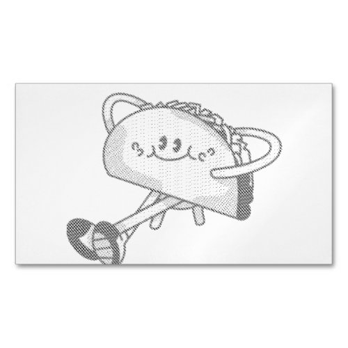 Cute Walking Green Taco Mascot Character Business Card Magnet